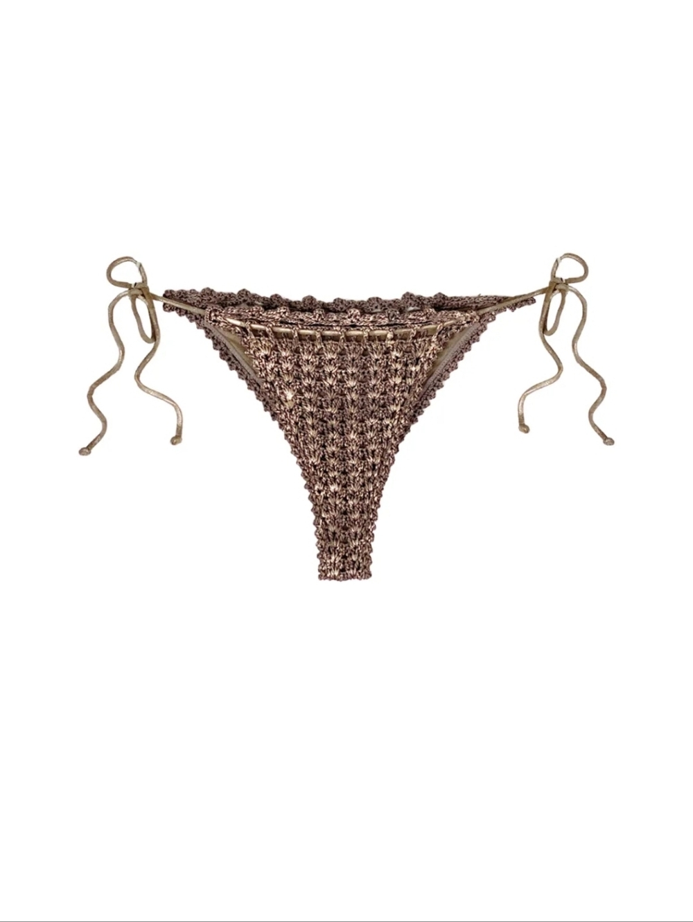 Tahikila Sanctissima Crochet Bikini Bottom Sz S Metallic Bronze Brown